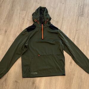 Under Armour Olive Hoodie with Bright Orange Details